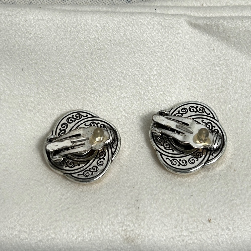 Brighton Love Knot Eternity Clip-On Earrings Two-tone Crystals Silver Plated - Picture 6 of 7
